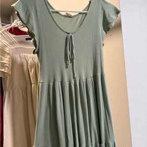 Sage Green Flutter Sleeve Dress